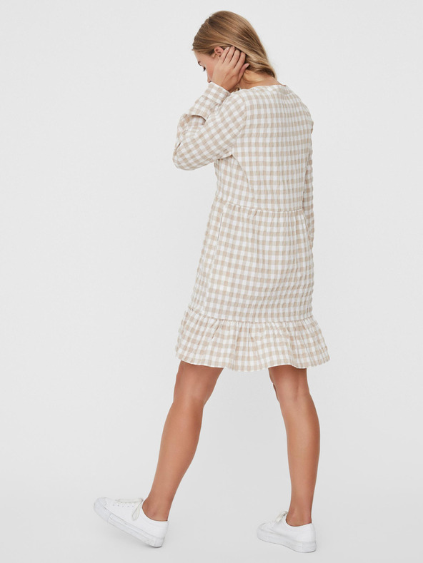 Vero Moda Weiß und beige kariertes Kleid VERO MODA Kimi