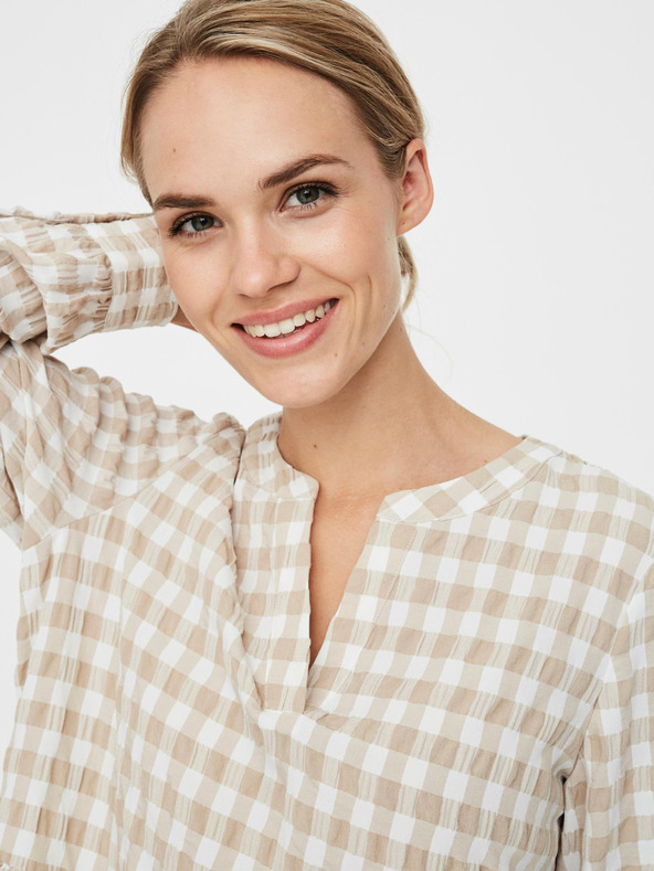Vero Moda Weiß und beige kariertes Kleid VERO MODA Kimi
