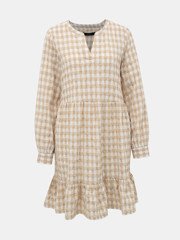 Vero Moda Weiß und beige kariertes Kleid VERO MODA Kimi