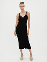 Vero Moda Schwarzes geripptes Midikleid mit Schulterriemen VERO MODA Uzuri
