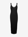 Vero Moda Schwarzes geripptes Midikleid mit Schulterriemen VERO MODA Uzuri