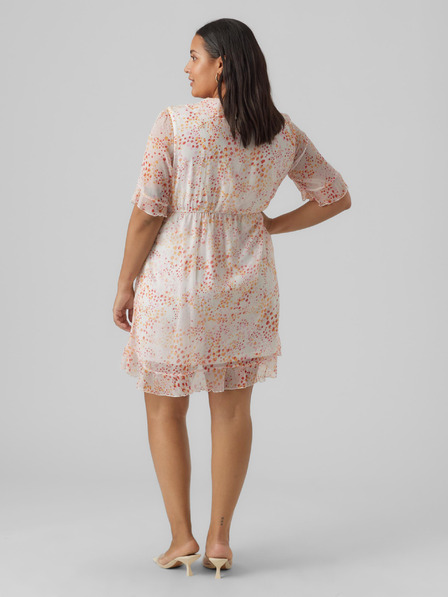 Vero Moda Curve Orange-weißes gemustertes Kleid für Frauen von VERO MODA CURVE Dora