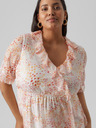 Vero Moda Curve Orange-weißes gemustertes Kleid für Frauen von VERO MODA CURVE Dora