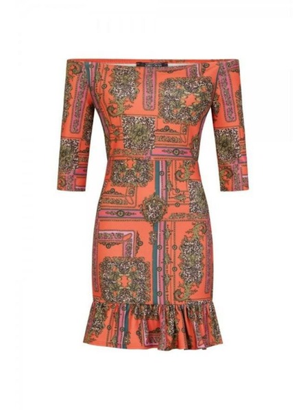 Little Mistress LITTLE MISTRESS Orangefarbenes Kleid mit Rüschensaum