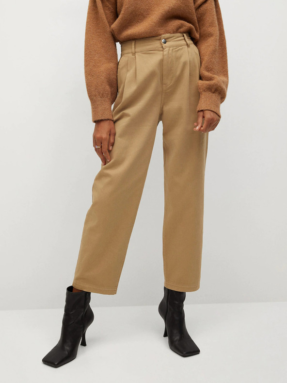 Mango Hellbraune Cropped-Hose Mango Relax