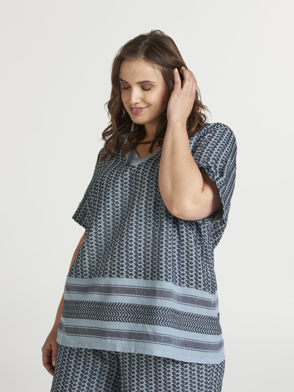 Zizzi Blau gemusterte Bluse Zizzi