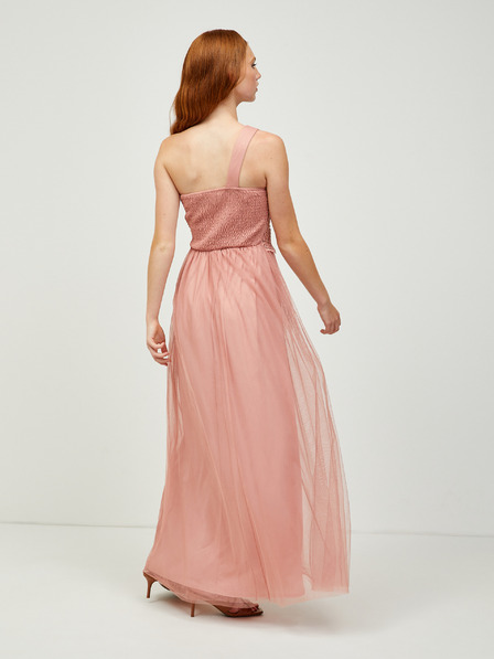 Little Mistress Orangefarbenes Maxikleid mit dekorativen Details Little Mistress