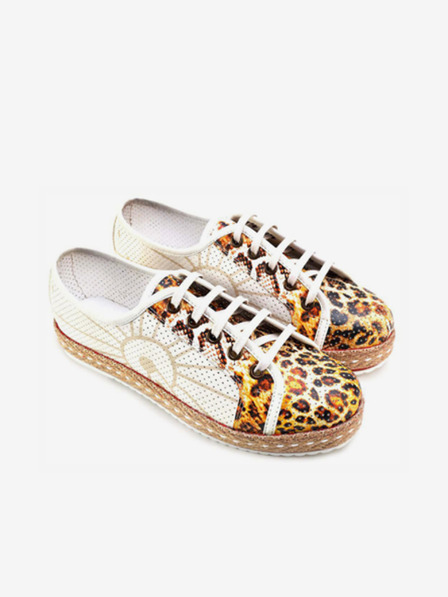 Goby Weiße Damen-Sneaker mit Tiermuster Goby Tiger
