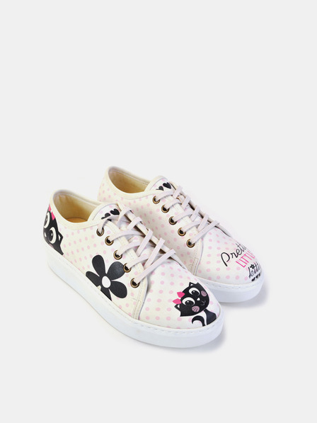 Goby Weiß gepunktete Turnschuhe Goby Pretty Little Kitty