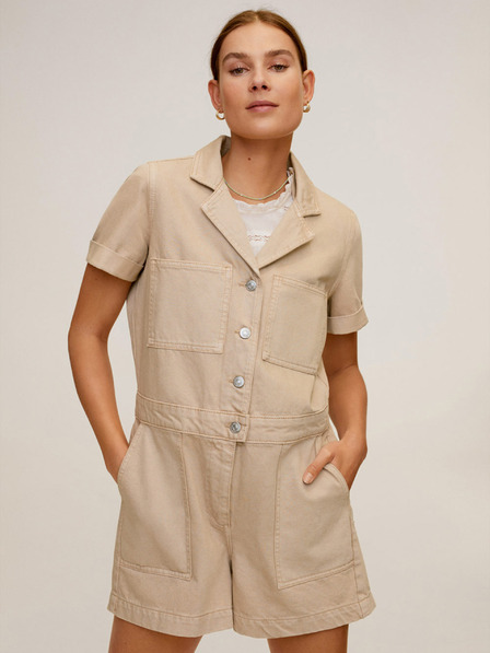 Mango Beige Kurzer Denim-Jumpsuit Mango Marta