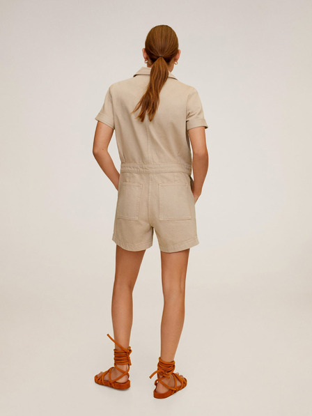 Mango Beige Kurzer Denim-Jumpsuit Mango Marta