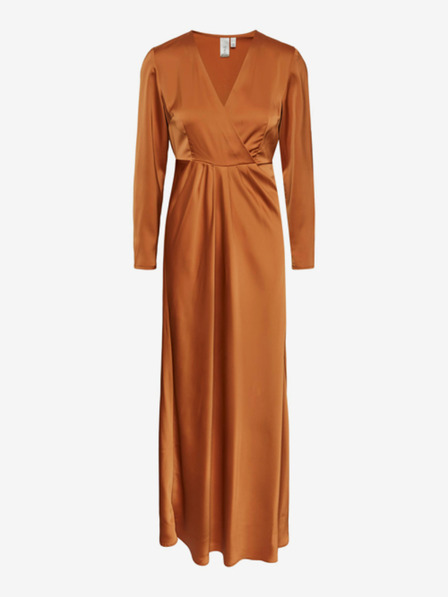 Y.A.S Braunes Maxikleid aus Satin für Damen Y.A.S Thena