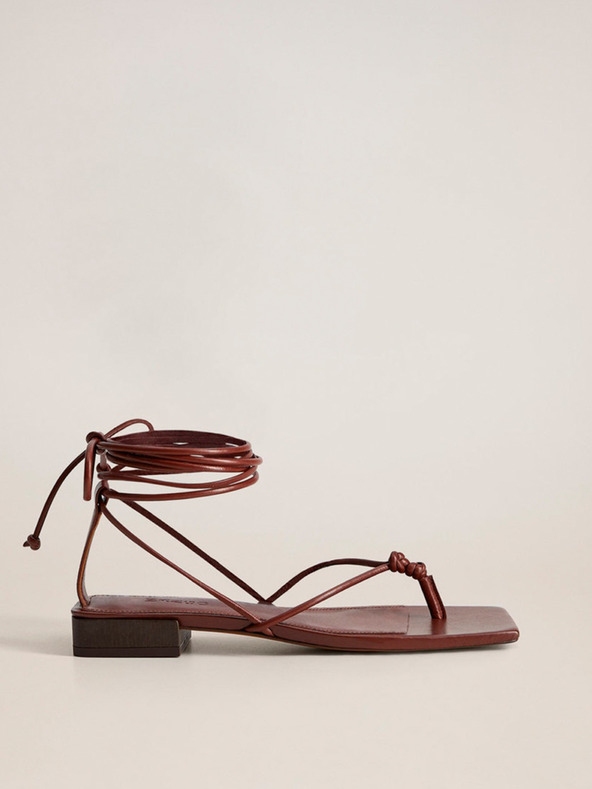 Mango Weinrote Ledersandalen Mango Cordon