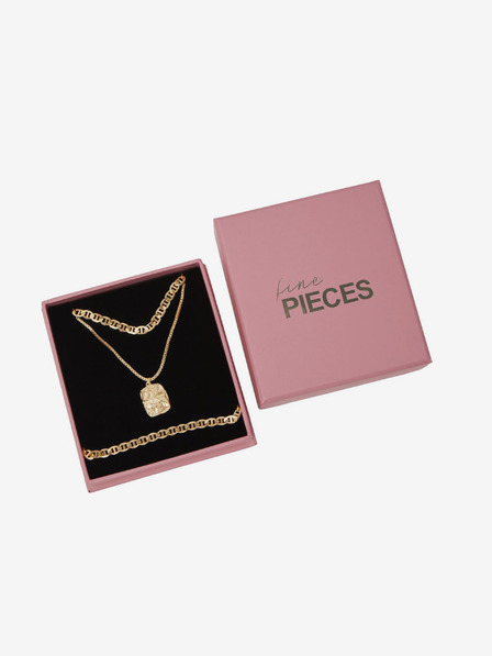 Pieces Pieces Myrsa goldfarbenes Damenarmband und Halskette