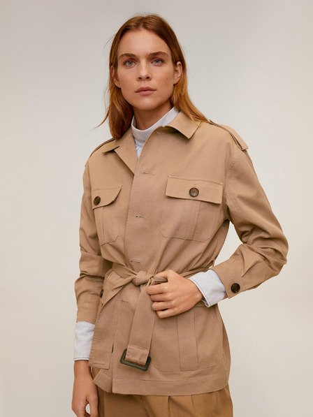 Mango Beigefarbene leichte Jacke mit Taschen Mango Cesi