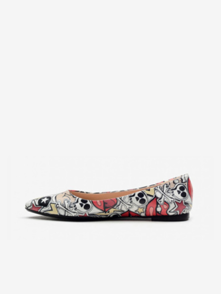 Goby Schwarze Damen Ballerinas Goby Skull bedruckt