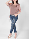 Rinascimento Rosa und goldfarbenes Damen-T-Shirt mit Schleife Rinascimento
