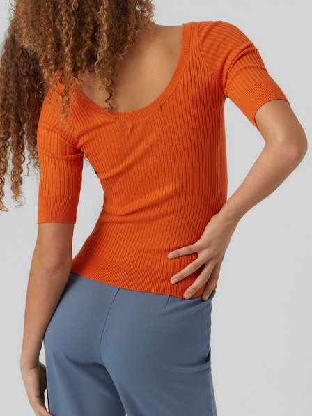 Vero Moda Orangefarbenes Damen-Basic-T-Shirt VERO MODA Estela