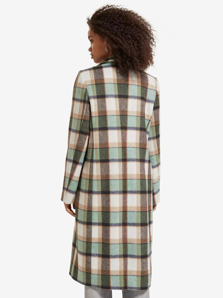 Scotch & Soda Grüner karierter Damen-Wintermantel mit Wollmischung Scotch & Soda