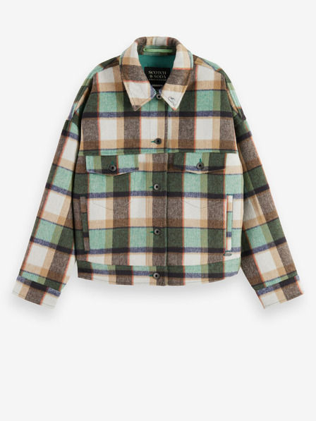 Scotch & Soda Grün karierter, leichter Damenmantel aus Wollgemisch von Scotch & Soda