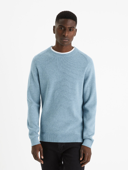 Celio Hellblauer Herren-Basic-Pullover Celio Femoon