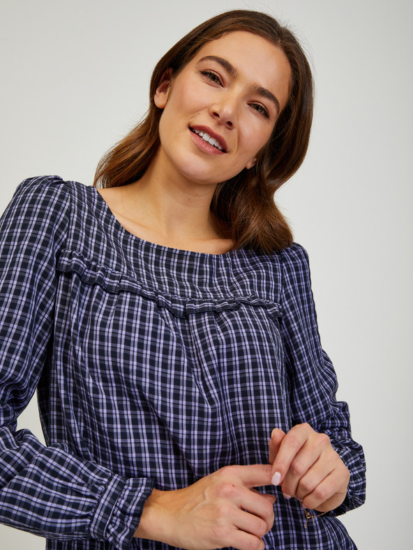 Orsay Dunkelblau karierte Bluse ORSAY