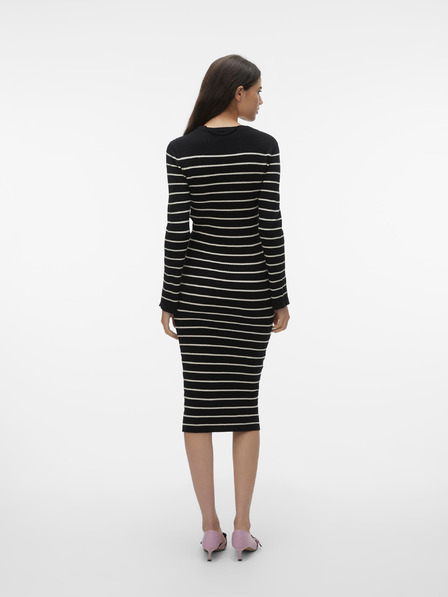 Vero Moda Schwarzer Damenpullover gestreiftes Kleid VERO MODA Gold