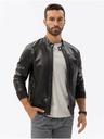 Ombre Clothing Dunkelbraune Herren-Lederjacke Ombre Clothing