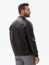 Ombre Clothing Dunkelbraune Herren-Lederjacke Ombre Clothing