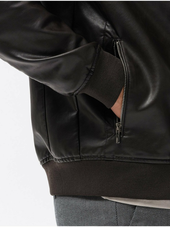 Ombre Clothing Dunkelbraune Herren-Lederjacke Ombre Clothing