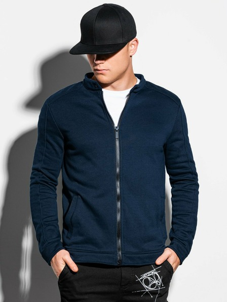Ombre Clothing Herren-Kapuzenpulli mit Reißverschluss ohne Kapuze B1071 - navy