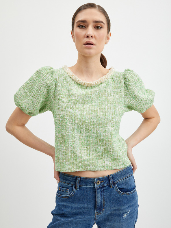 Orsay Hellgrüne Damen Melange Bluse ORSAY