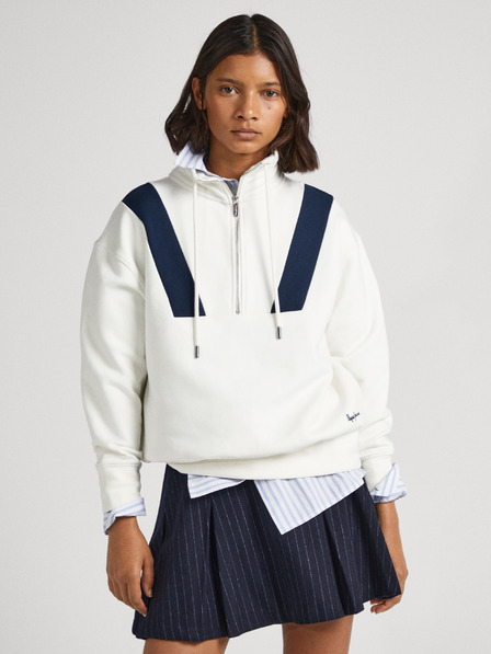 Pepe Jeans Weißes Damen Pepe Jeans Celia Sweatshirt mit Reißverschluss