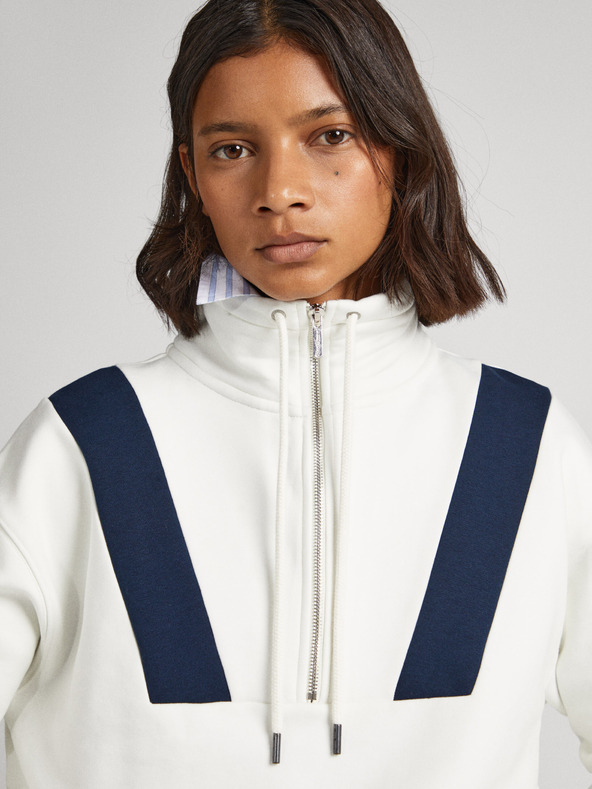 Pepe Jeans Weißes Damen Pepe Jeans Celia Sweatshirt mit Reißverschluss