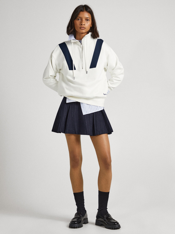 Pepe Jeans Weißes Damen Pepe Jeans Celia Sweatshirt mit Reißverschluss