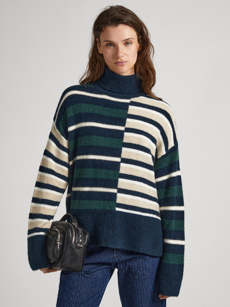 Pepe Jeans Petrol Gestreifter Damen-Rollkragenpullover Pepe Jeans Denver