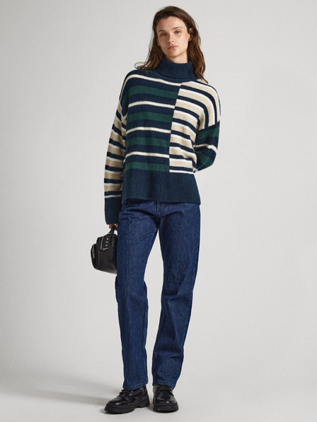 Pepe Jeans Petrol Gestreifter Damen-Rollkragenpullover Pepe Jeans Denver