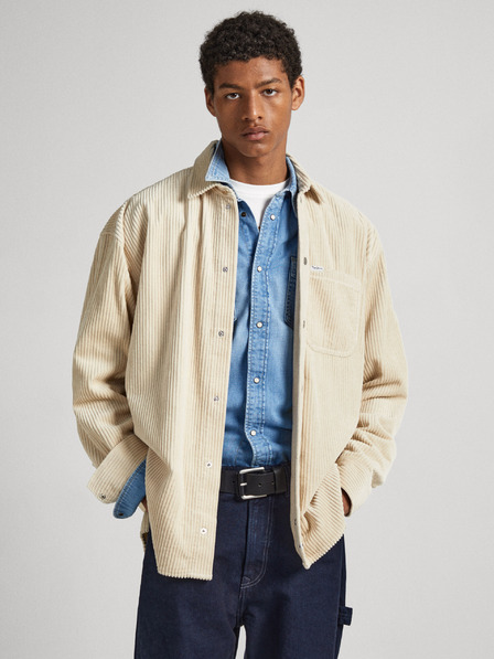 Pepe Jeans Cremefarbenes Herren-Cordhemd Pepe Jeans Devon Cord