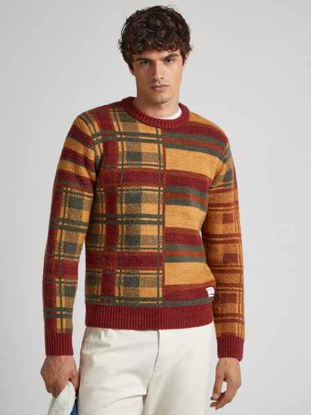 Pepe Jeans Ziegelfarbener gemusterter Herren-Pullover Pepe Jeans Stenet