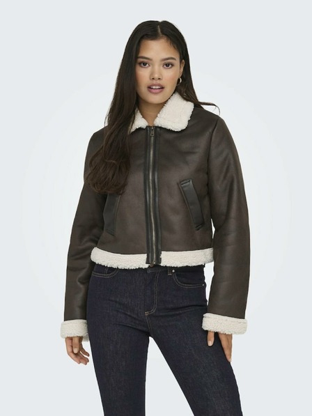 ONLY Dunkelbraune Damen-Kunstfelljacke ONLY Betty