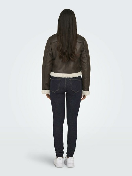 ONLY Dunkelbraune Damen-Kunstfelljacke ONLY Betty