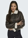 ONLY Dunkelbraune Damen-Kunstfelljacke ONLY Betty