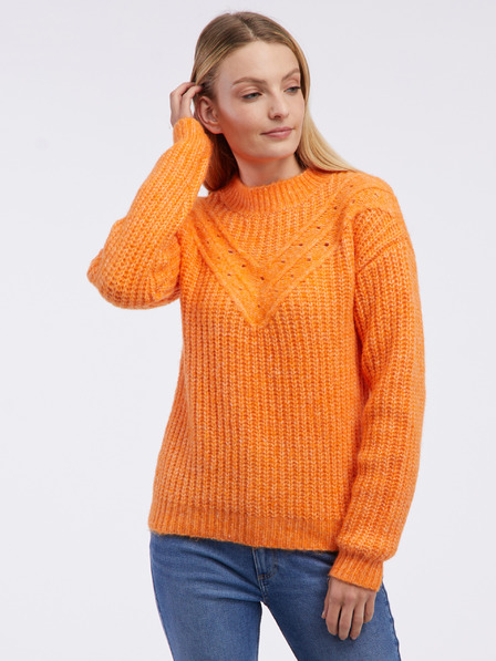 Orsay Orangefarbener Damen-Ripp-Pullover ORSAY