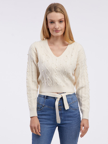 Orsay Cremefarbener Damen-Cropped-Pullover ORSAY