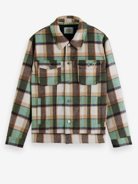 Scotch & Soda Braun-grüne Herren-Wollmischung Hemdjacke Scotch & Soda