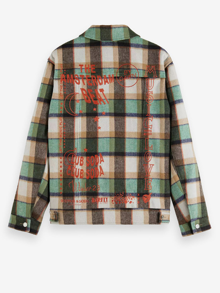 Scotch & Soda Braun-grüne Herren-Wollmischung Hemdjacke Scotch & Soda