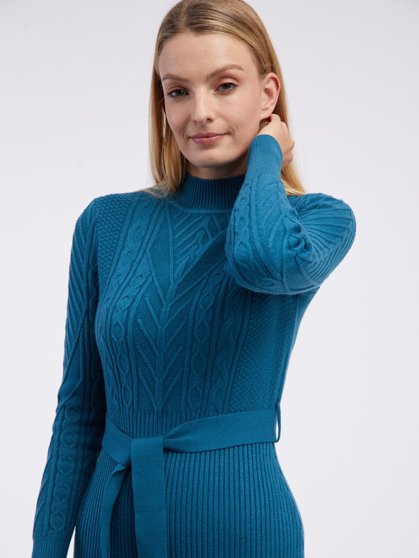 Orsay Petrolfarbenes Damen Pullover Kleid ORSAY