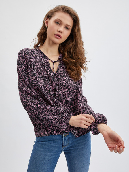 Orsay Rosa und schwarze Damenbluse mit Blumenmuster ORSAY