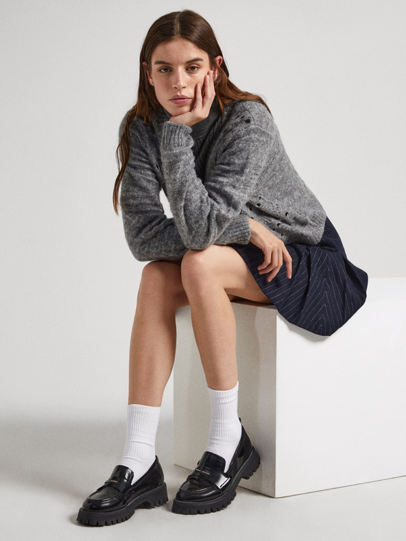 Pepe Jeans Schwarze glänzende Damen-Slipper Pepe Jeans Queen Oxford