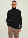 Jack & Jones Schwarzer Herrenpullover mit geripptem Reißverschluss Jack & Jones Perfect